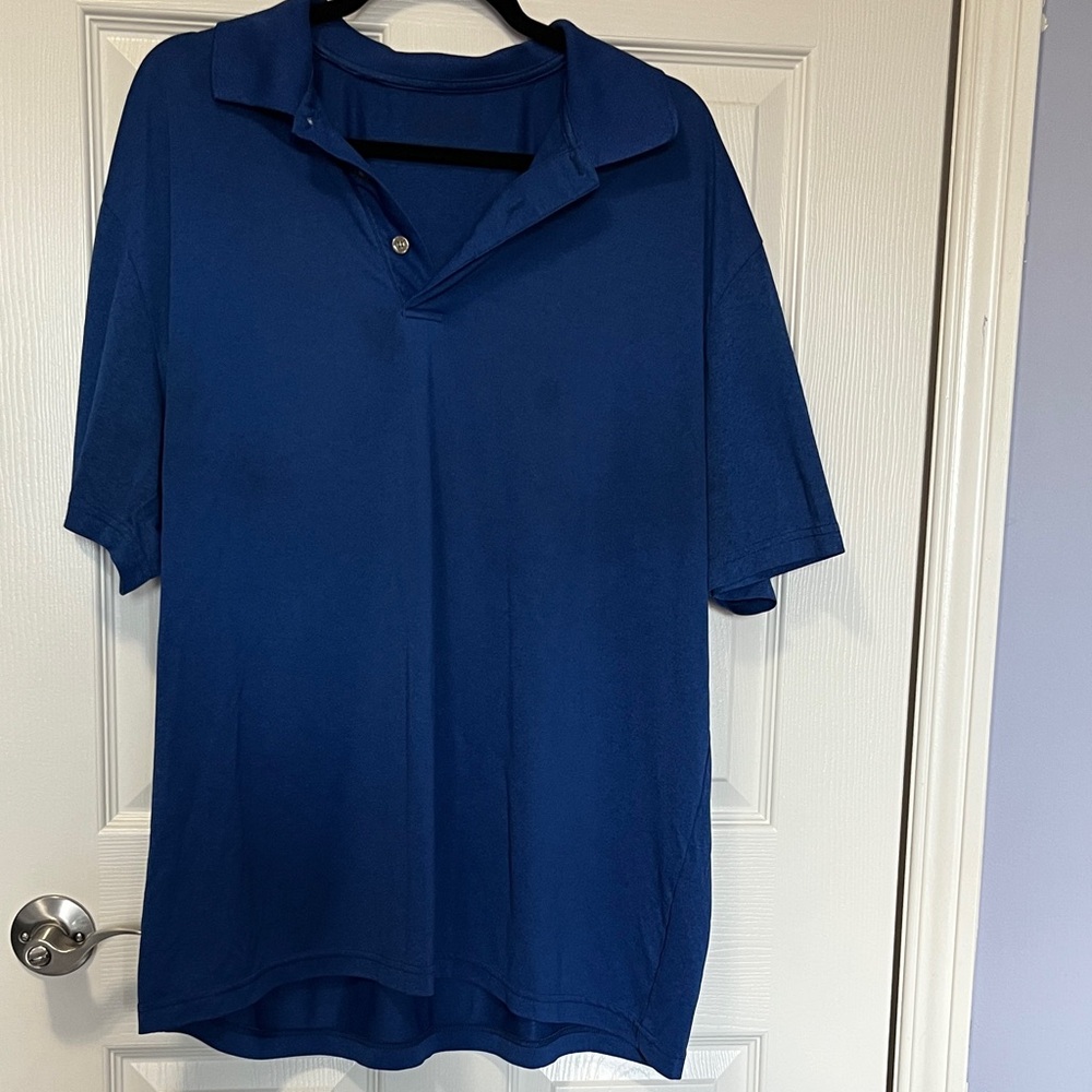 Men's Deep Blue Polo Shirt Business Casual for Office or Casual Polyester